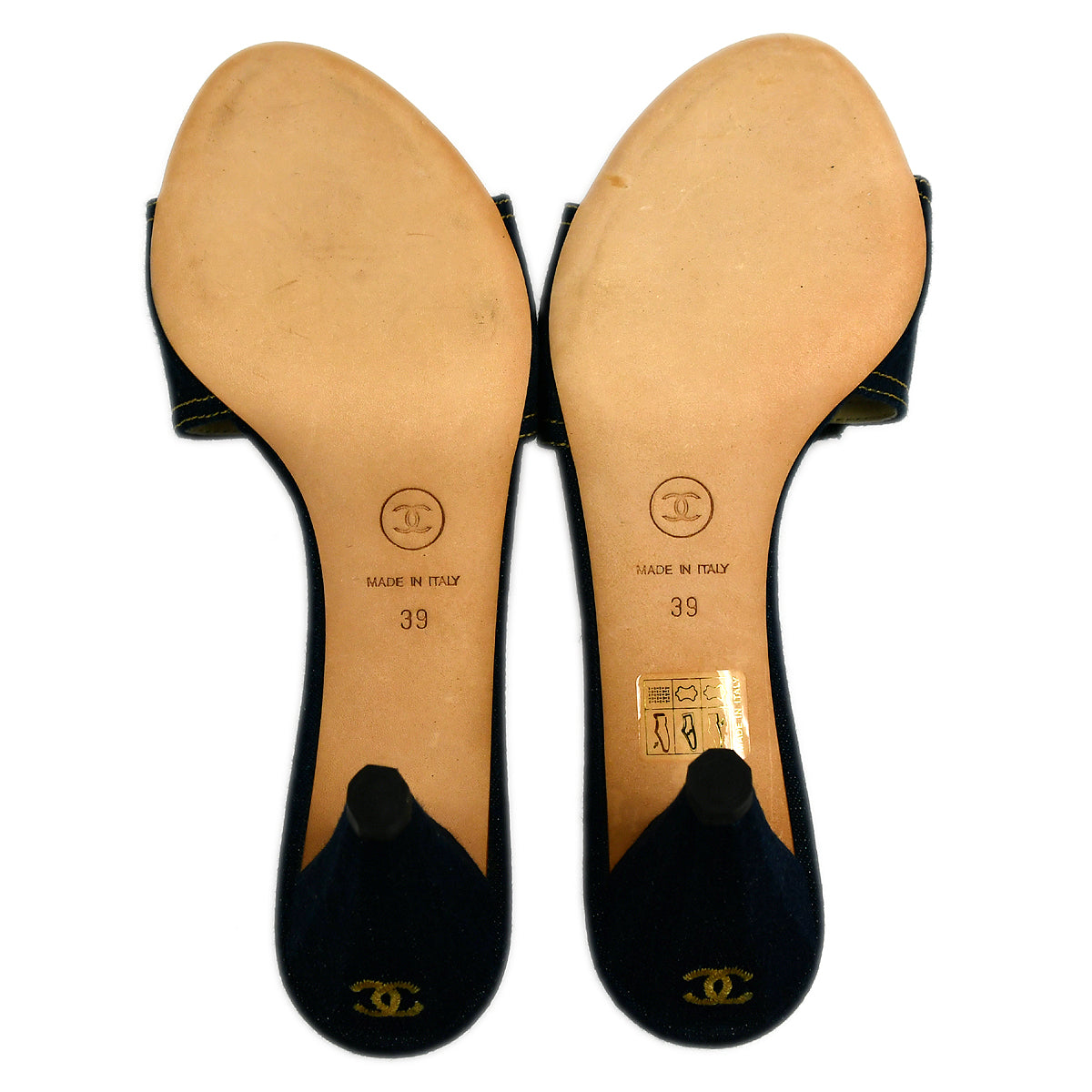 Luxury Chanel * Indigo Denim Shoes Sandals Mules #39