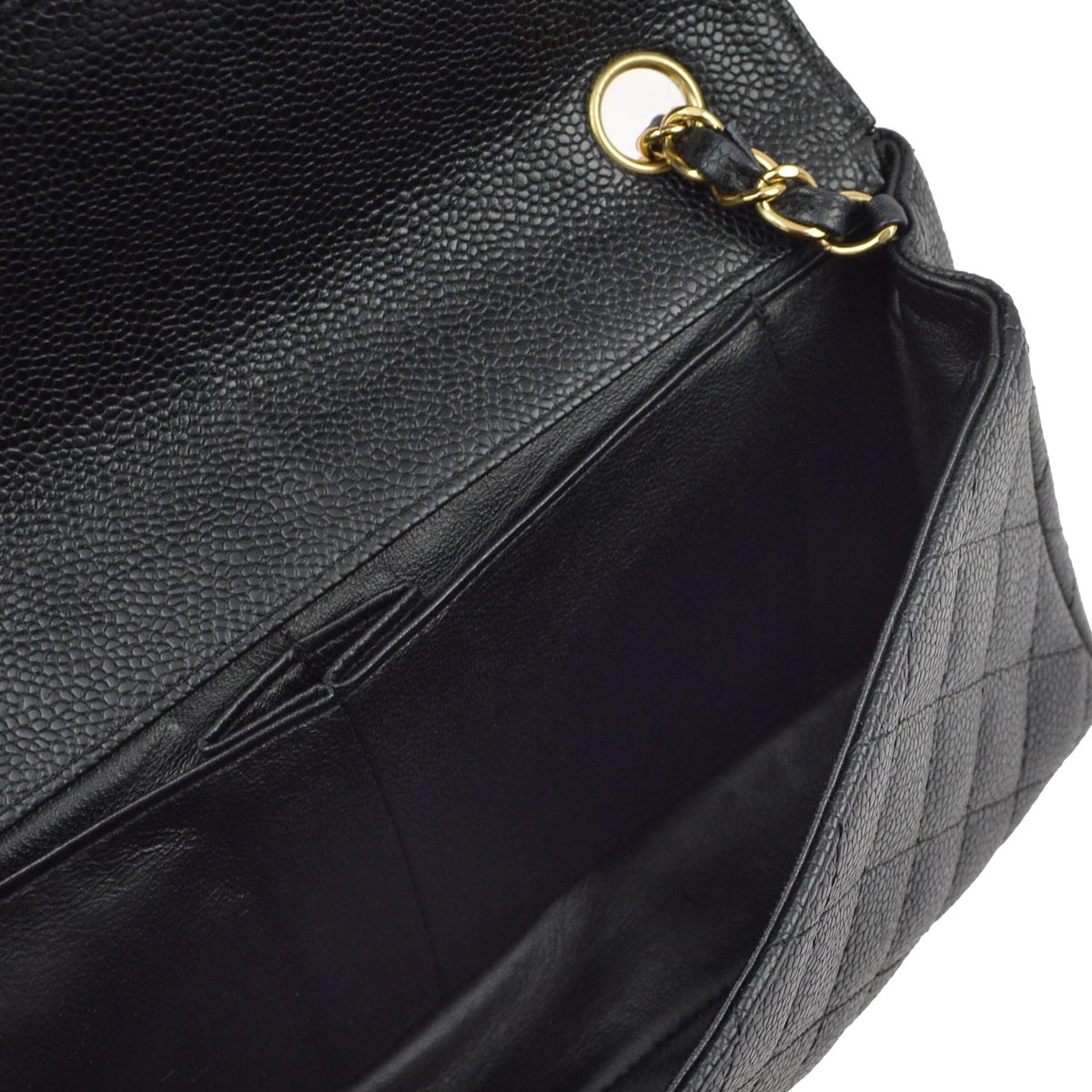 Luxury Chanel 2005-2006 Black Caviar East West Shoulder Bag
