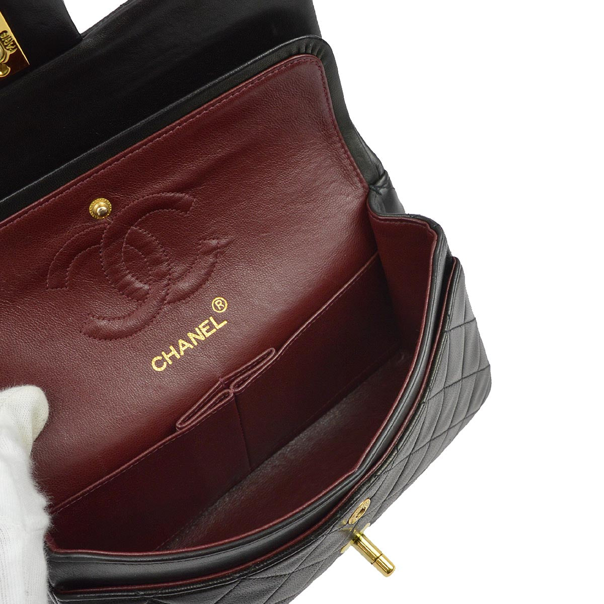 Luxury Chanel 1991-1994 Black Lambskin Small Classic Double Flap Shoulder Bag