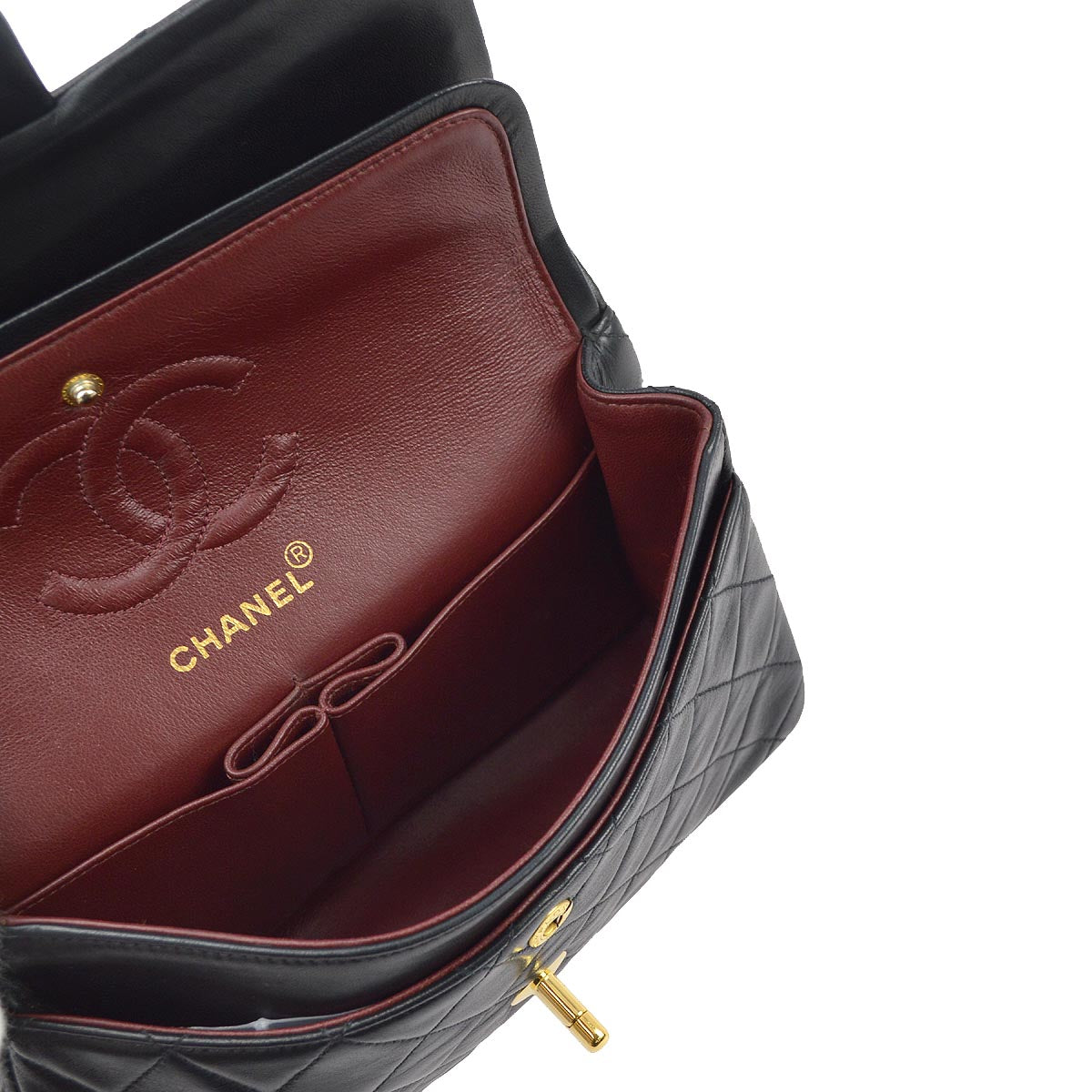 Luxury Chanel 1991-1994 Black Lambskin Small Classic Double Flap Shoulder Bag