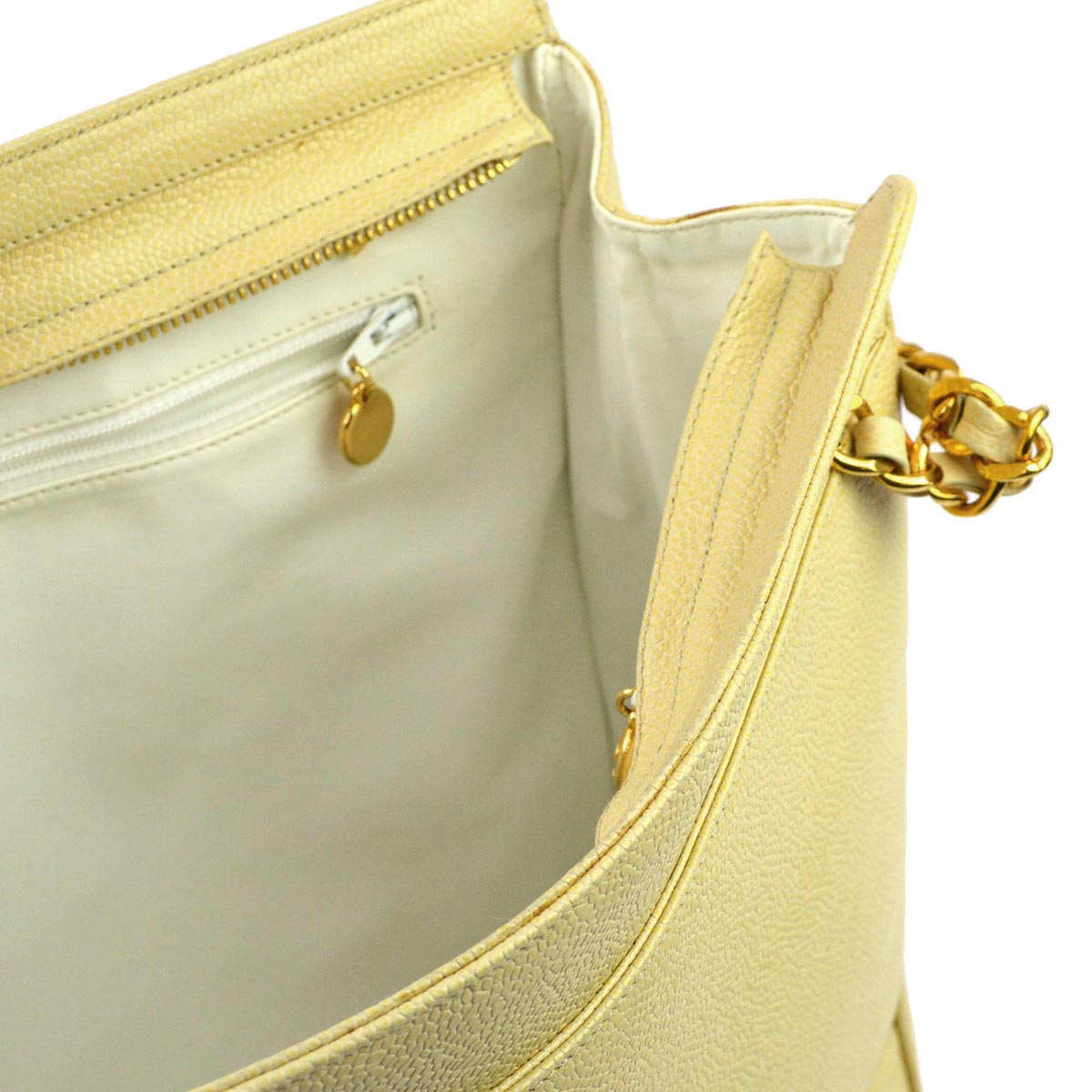 Luxury Chanel 1994-1996 Beige Caviar Triple CC Shoulder Tote Bag