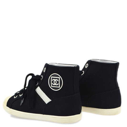 Luxury Chanel Black Sport Line High Cut Shoes Sneakers #37