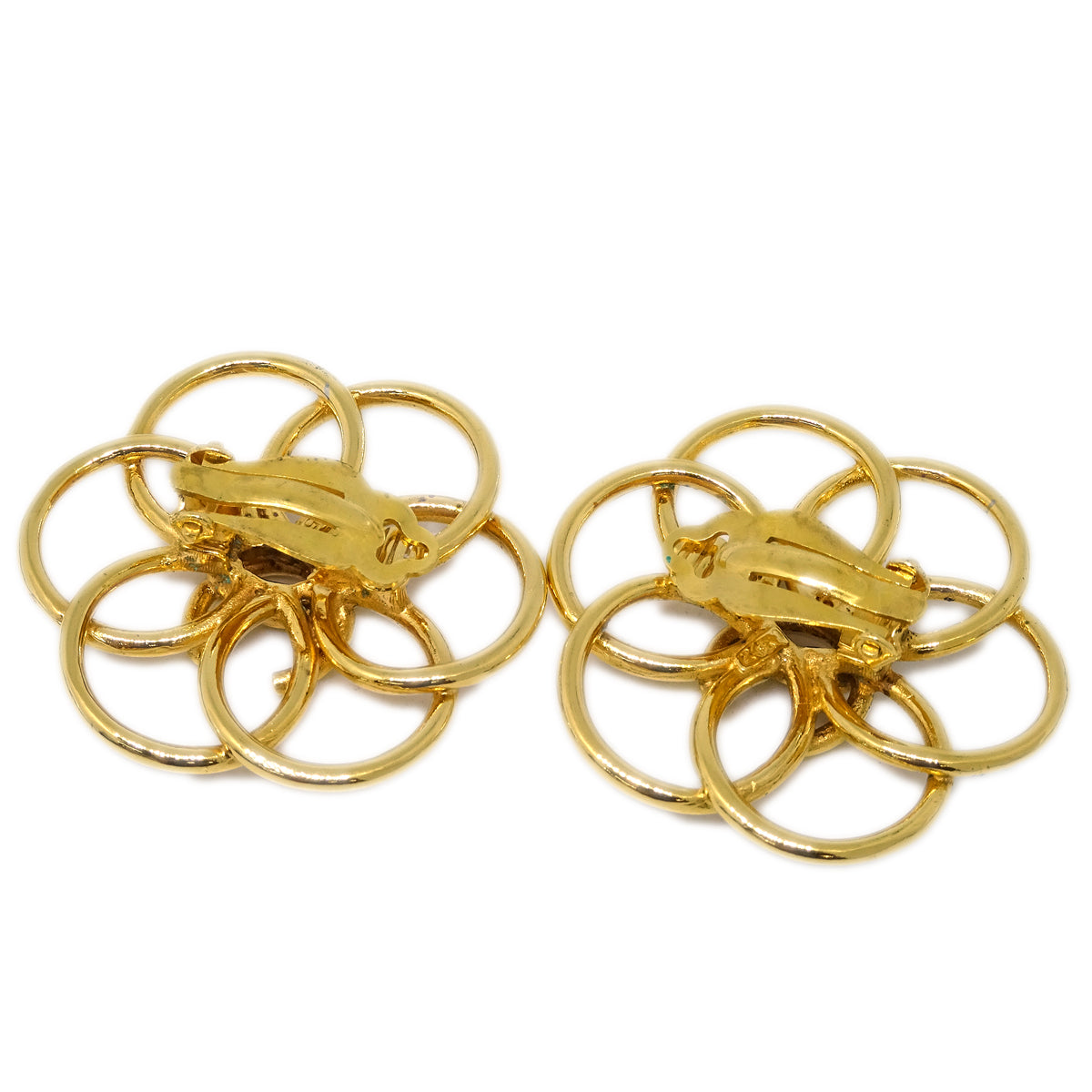 Luxury Chanel Flower Earrings Clip-On Gold 2451