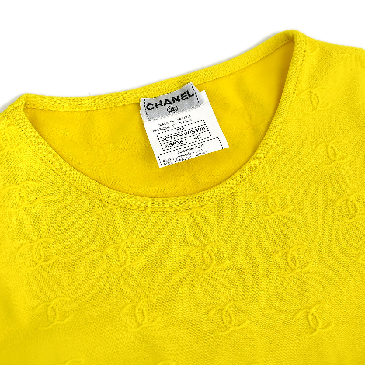 Luxury Chanel Cropped T-shirt Top Yellow 97P #40