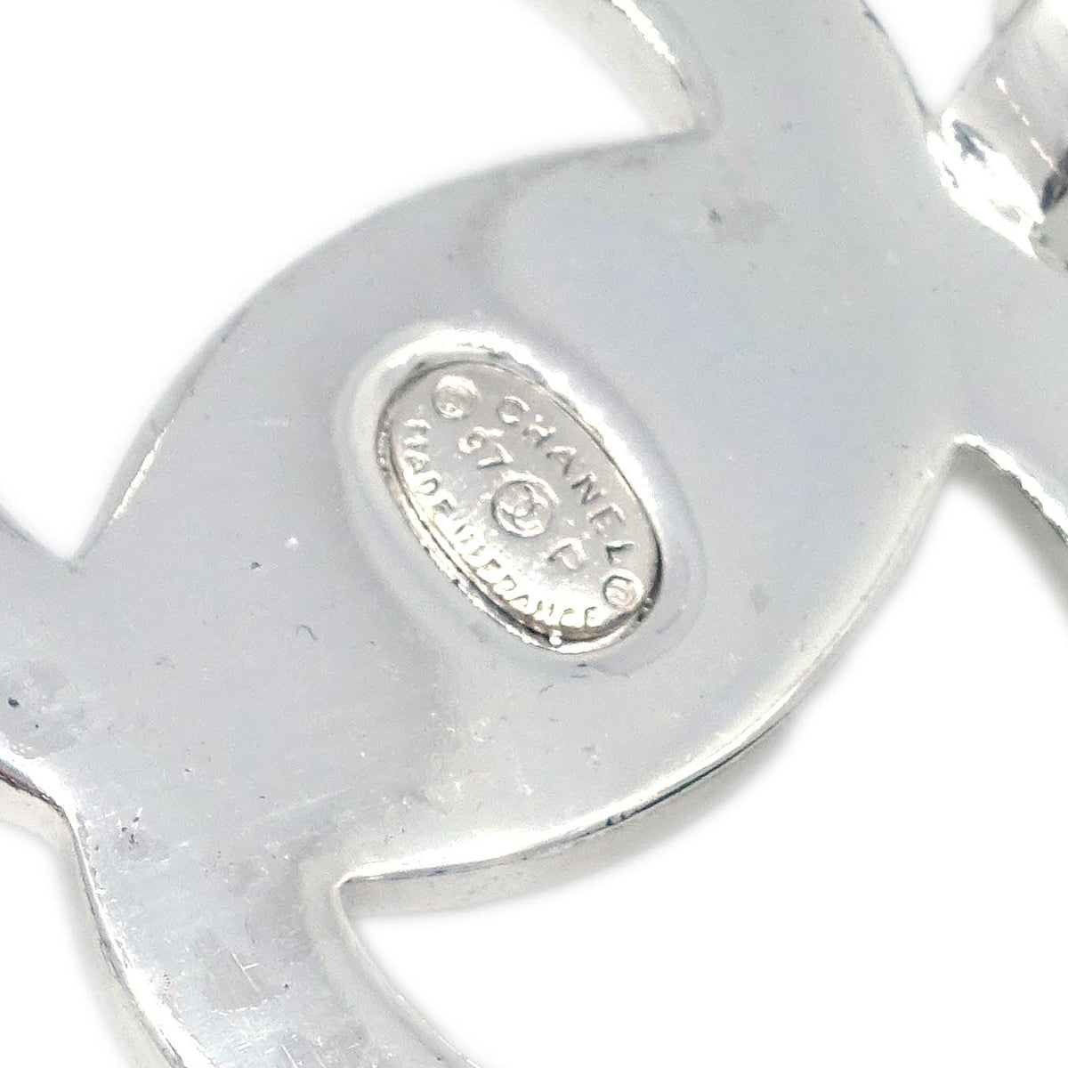 Luxury Chanel Turnlock Chain Pendant Necklace Silver 97P