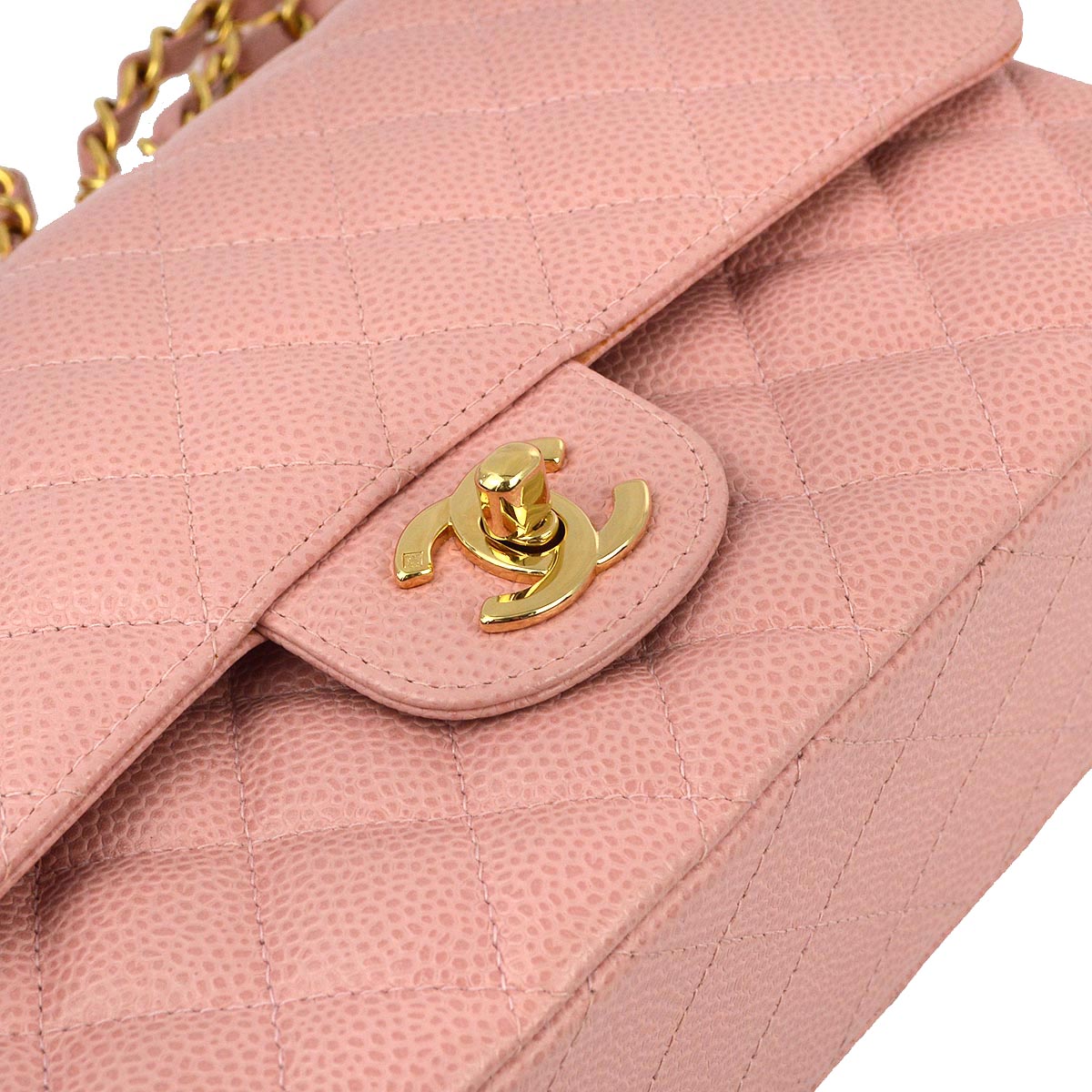 Luxury Chanel 2003-2004 Pink Caviar Medium Classic Double Flap Shoulder Bag