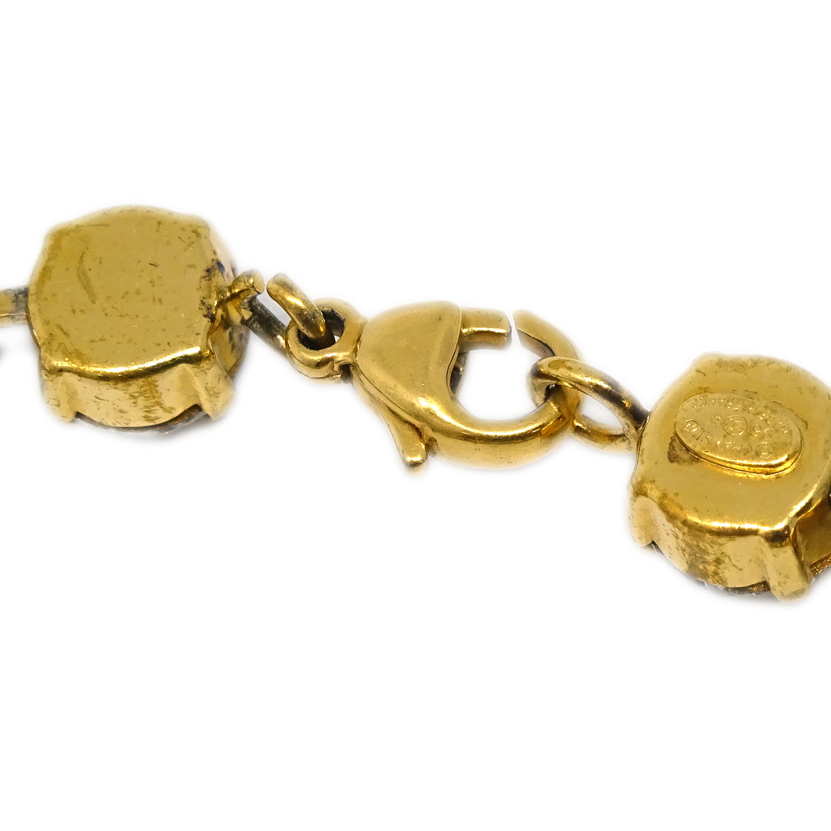 Luxury Chanel Rhinestone Bracelet Gold 96P