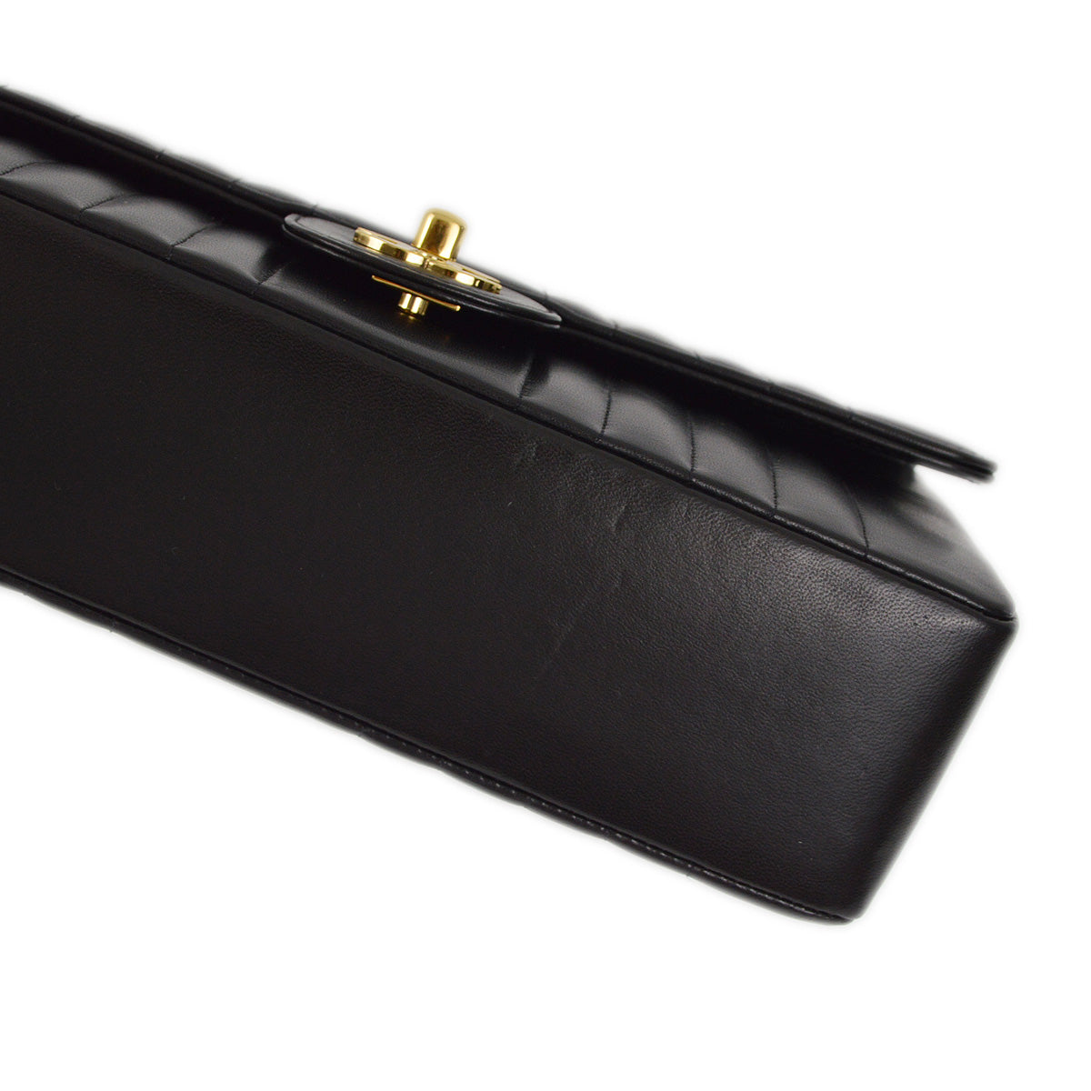 Luxury Chanel 1991-1994 Black Lambskin Mademoiselle Single Flap Shoulder Bag