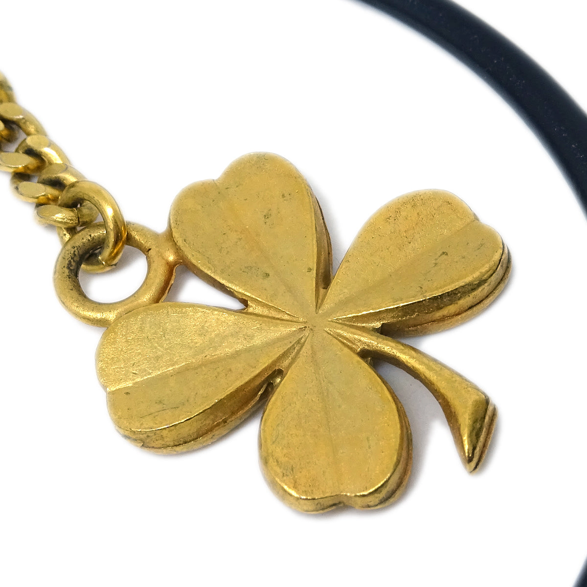 Luxury Chanel Black Clover Hoop Dangle Earrings Clip-On 94C