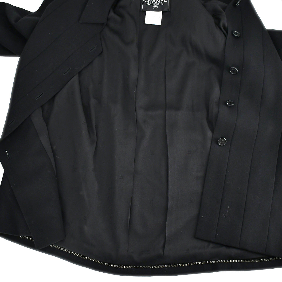 Luxury Chanel Setup Suit Jacket Dress Black 98P #40 #42
