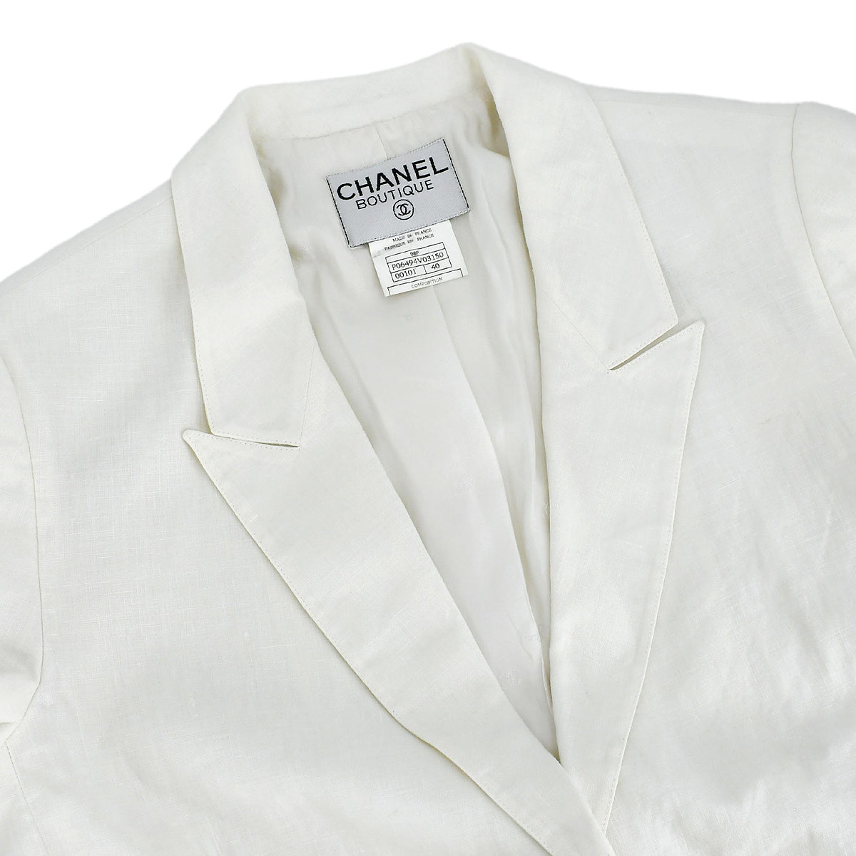 Luxury Chanel Single Breasted Jacket White 96P #40