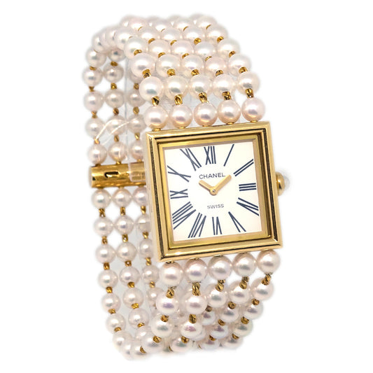 Luxury Chanel Mademoiselle Watch Quartz Pearl 18KYG #L
