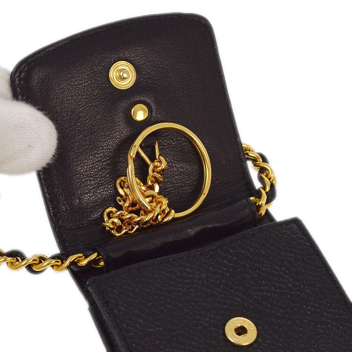 Luxury Chanel 1994-1996 Black Caviar Chain Shoulder Bag Pochette Case
