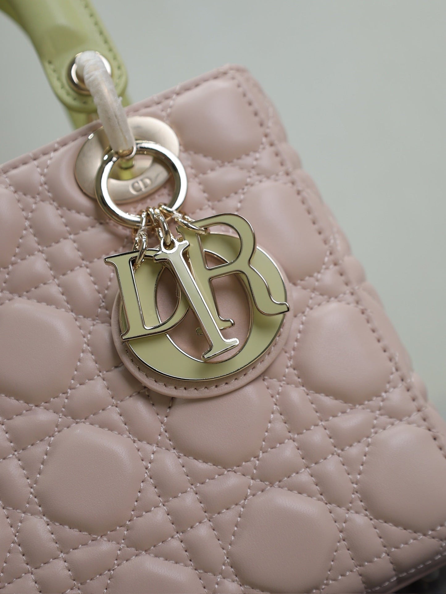 Luxury DiorLady Bag 17cm Pink Pale Green Lambksin