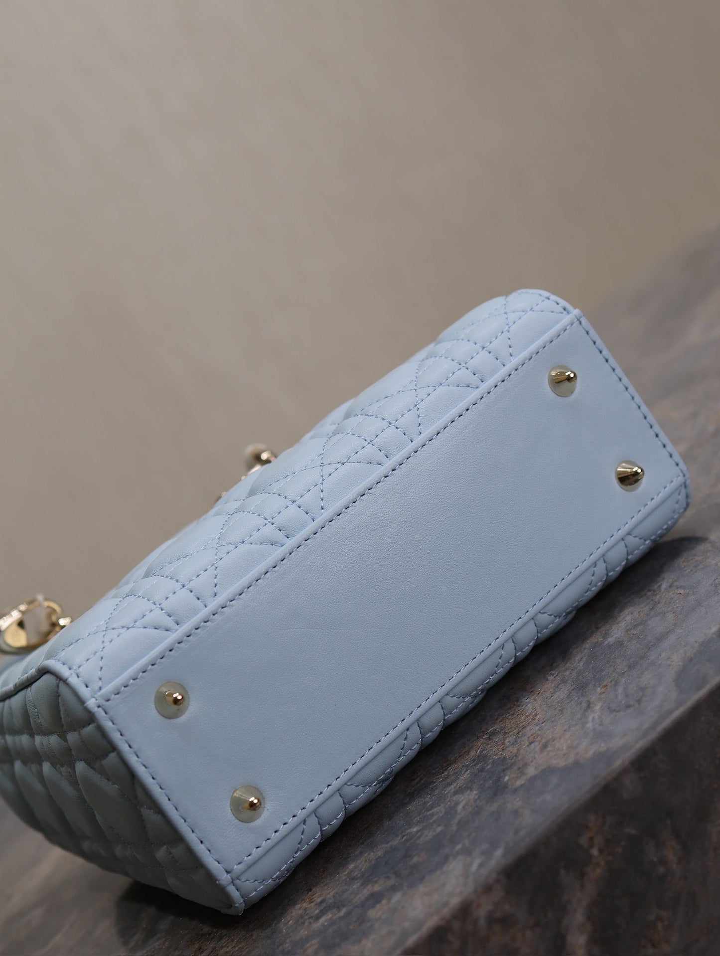 Luxury DiorLady Bag 17cm Celeste Blue Pale Green Lambksin