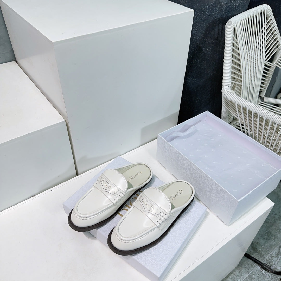 Luxury DiorBoy Mule White Cowhide