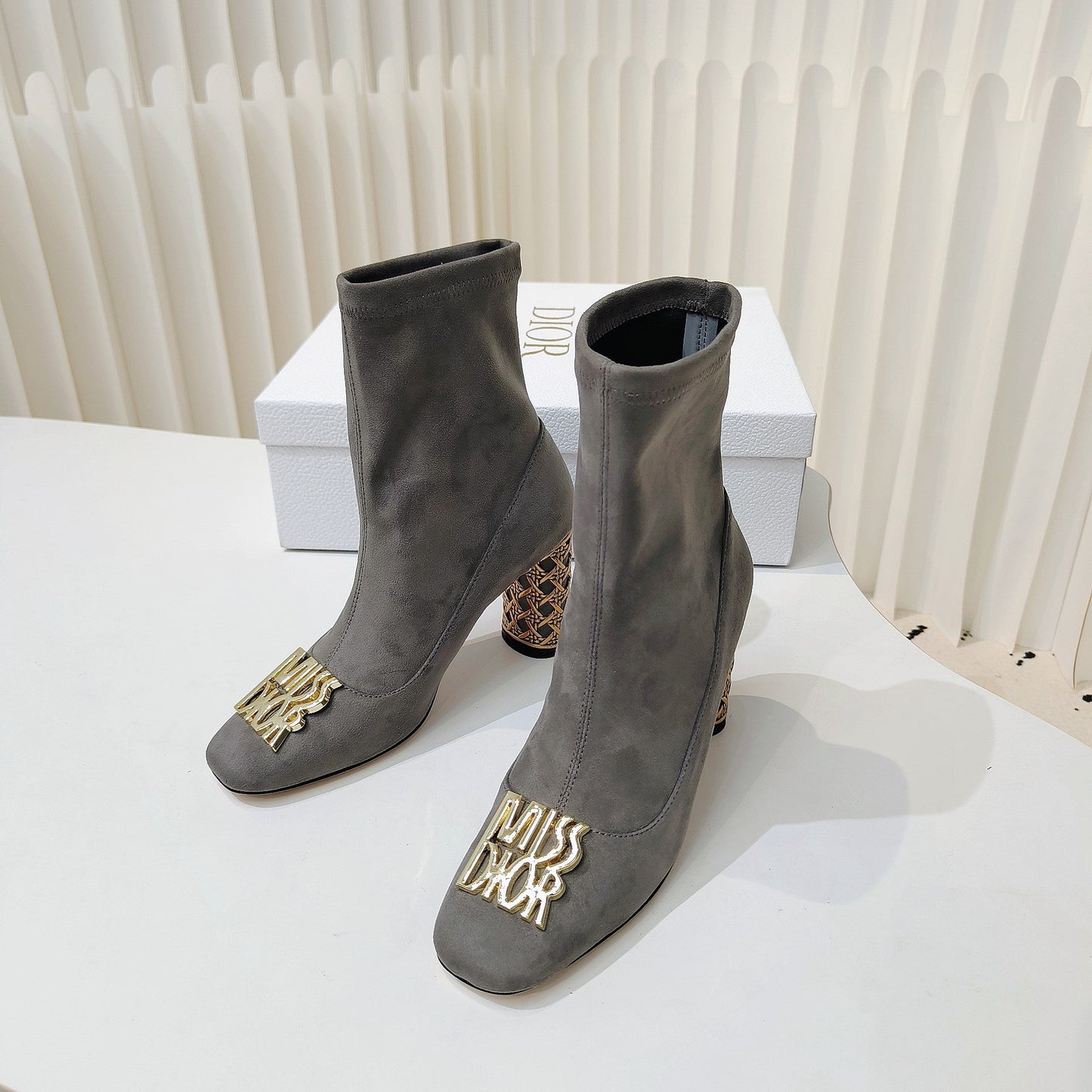Luxury DiorMiss Luxury DiorAnkle Boots 80mm Grey Suede 111378