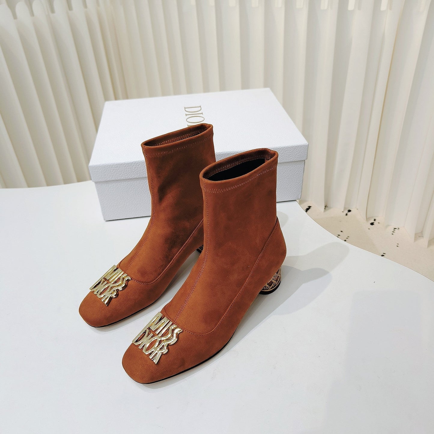 Luxury DiorMiss Luxury DiorAnkle Boots 40mm Orange Brown Suede 111387