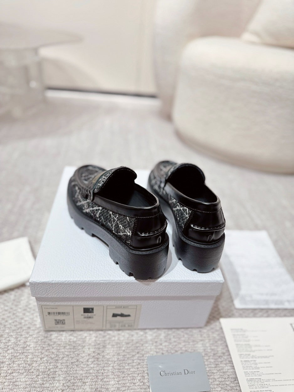 Luxury DiorBoy Platform Loafer In Black Tweed Fabric 988792