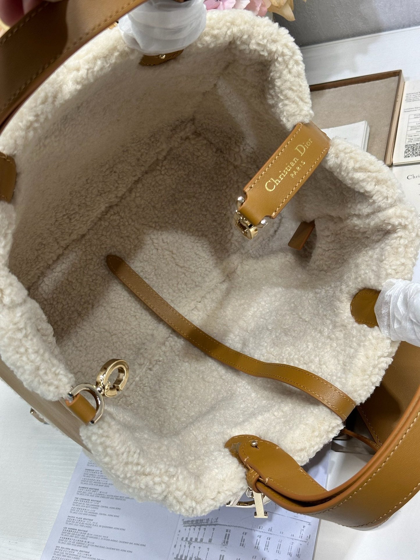 Luxury DiorToujours 28.5 Camel Brown Cowhide And Fur Gold Hardware