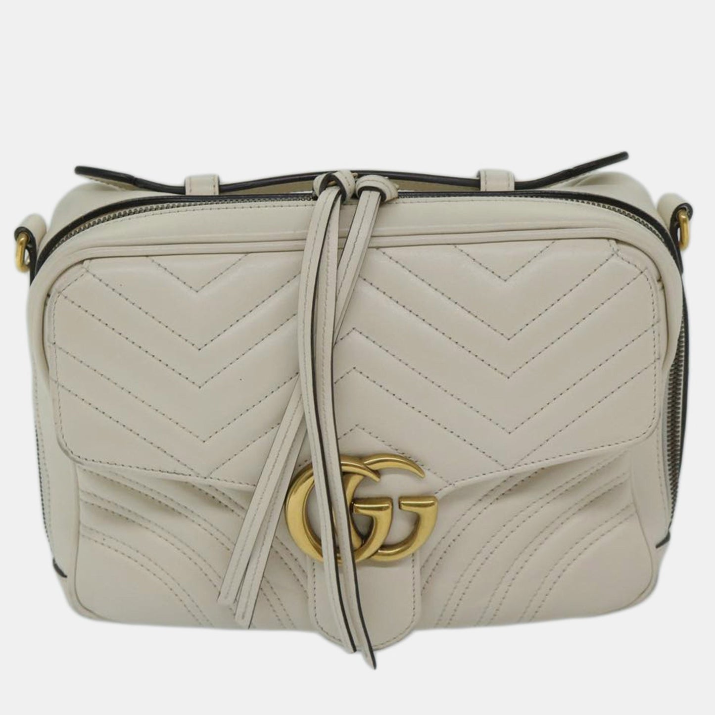 Luxury Gucci Trending 2025 White Leather GG Marmont shoulder bag