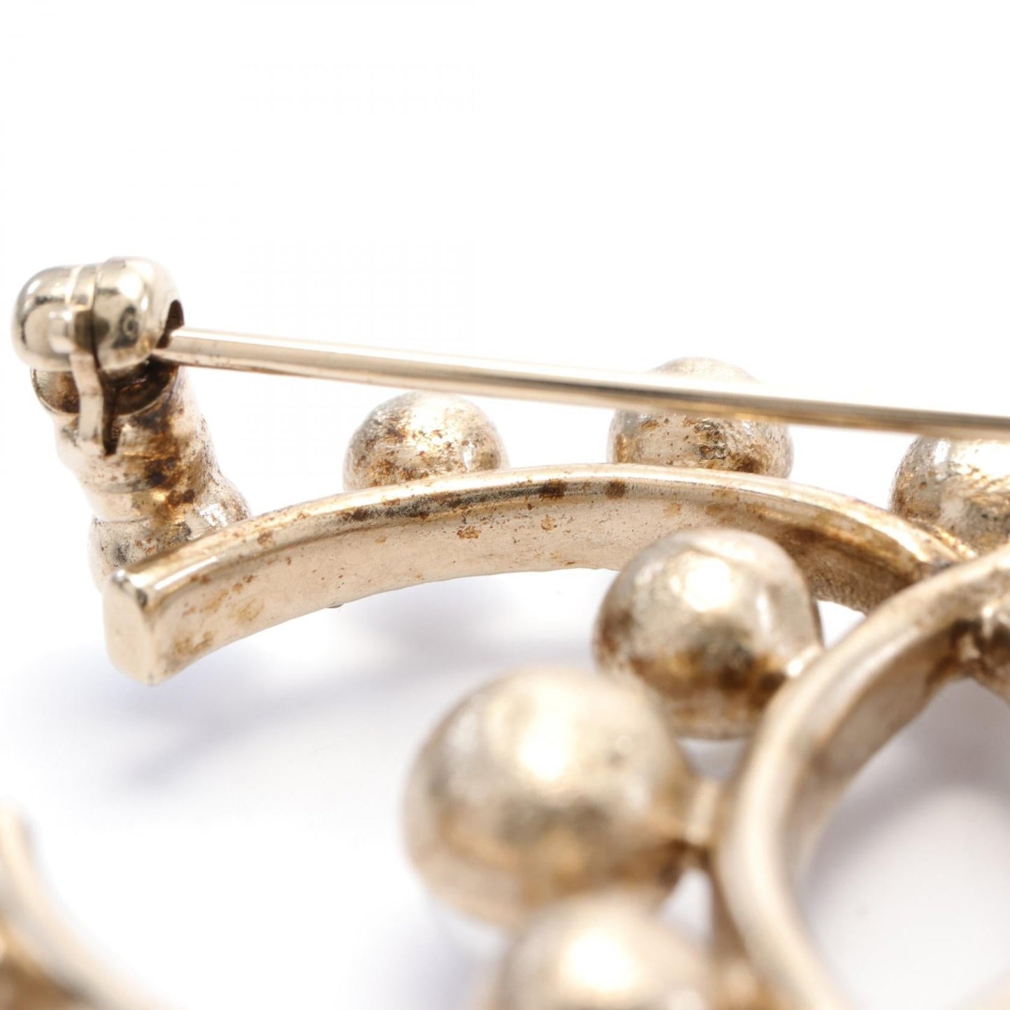 Chanel Coco Mark Brooch Gold Plated Faux Pearl Rhinestone