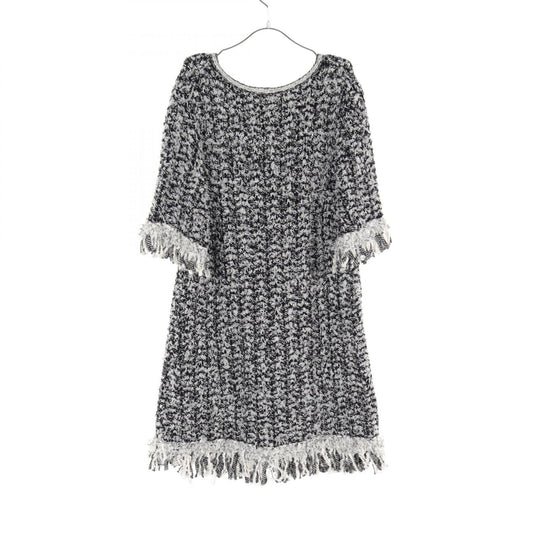 Chanel Cotton Nylon Silk Dress Black/White