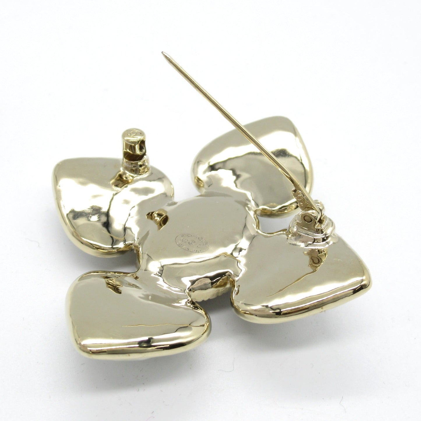 Chanel Heart Brooch Gold Plated Faux Pearl