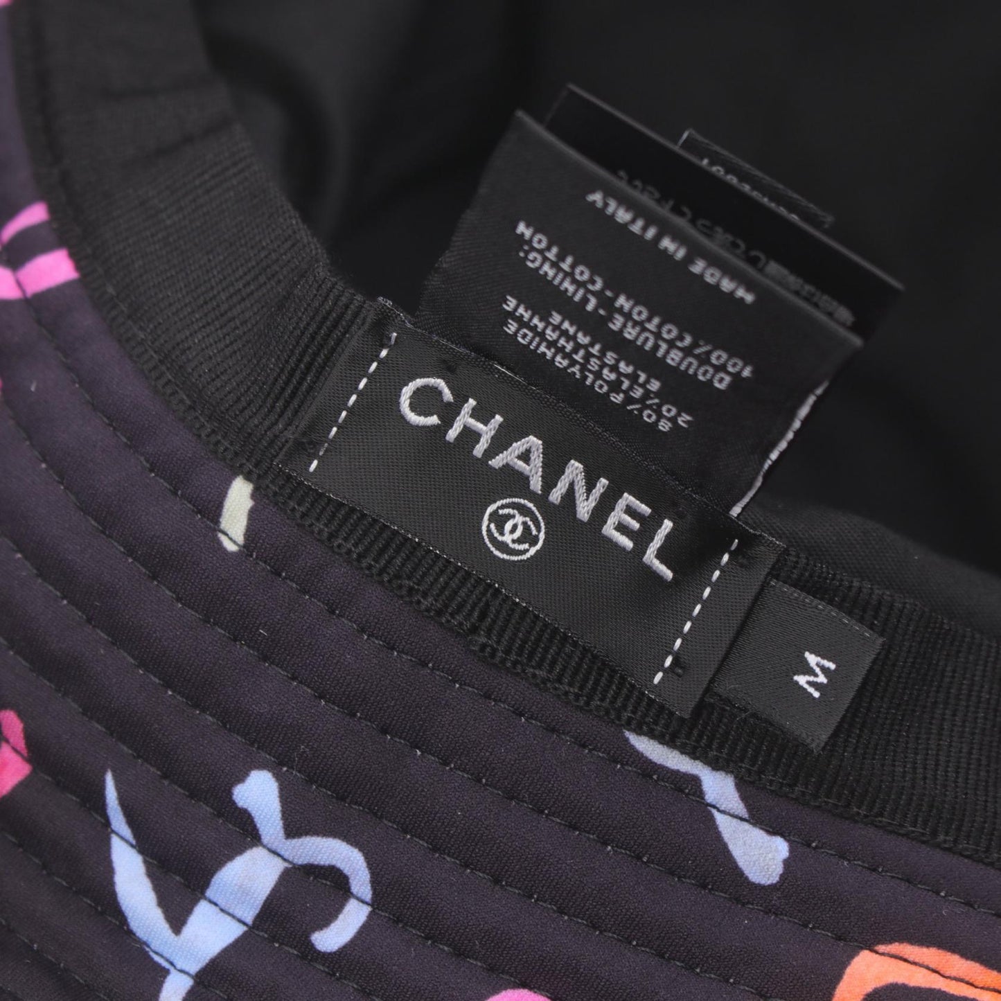 Chanel Coco Mark Fabric Hat Black Multicolor