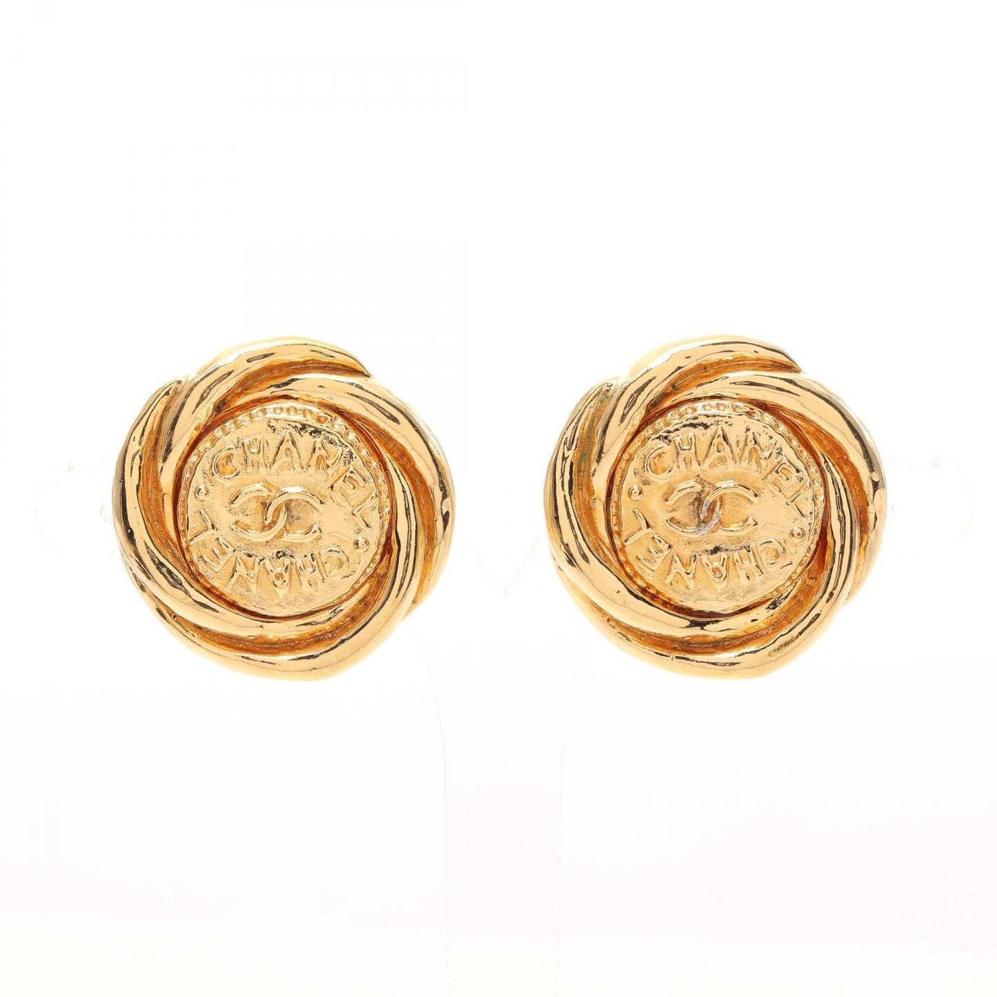 Chanel Coco Mark Earrings Gold GP 93P