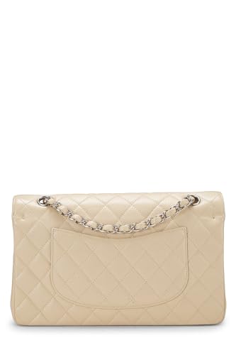 Chanel, Beige Quilted Caviar Classic Double Flap Medium, Beige
