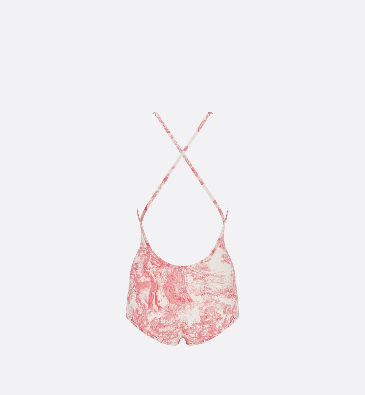 Luxury Dioriviera One Piece Swimsuit White And Candy Pink Technical Fabric With Toile De Jouy Sauvage Motif