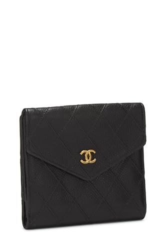 Chanel, Black Caviar Compact Wallet, Black