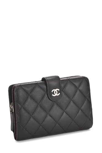 Chanel, Black Quilted Lambskin Compact Wallet, Black