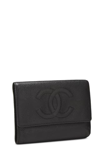 Chanel, Black Caviar Timeless 'CC' Compact Wallet, Black