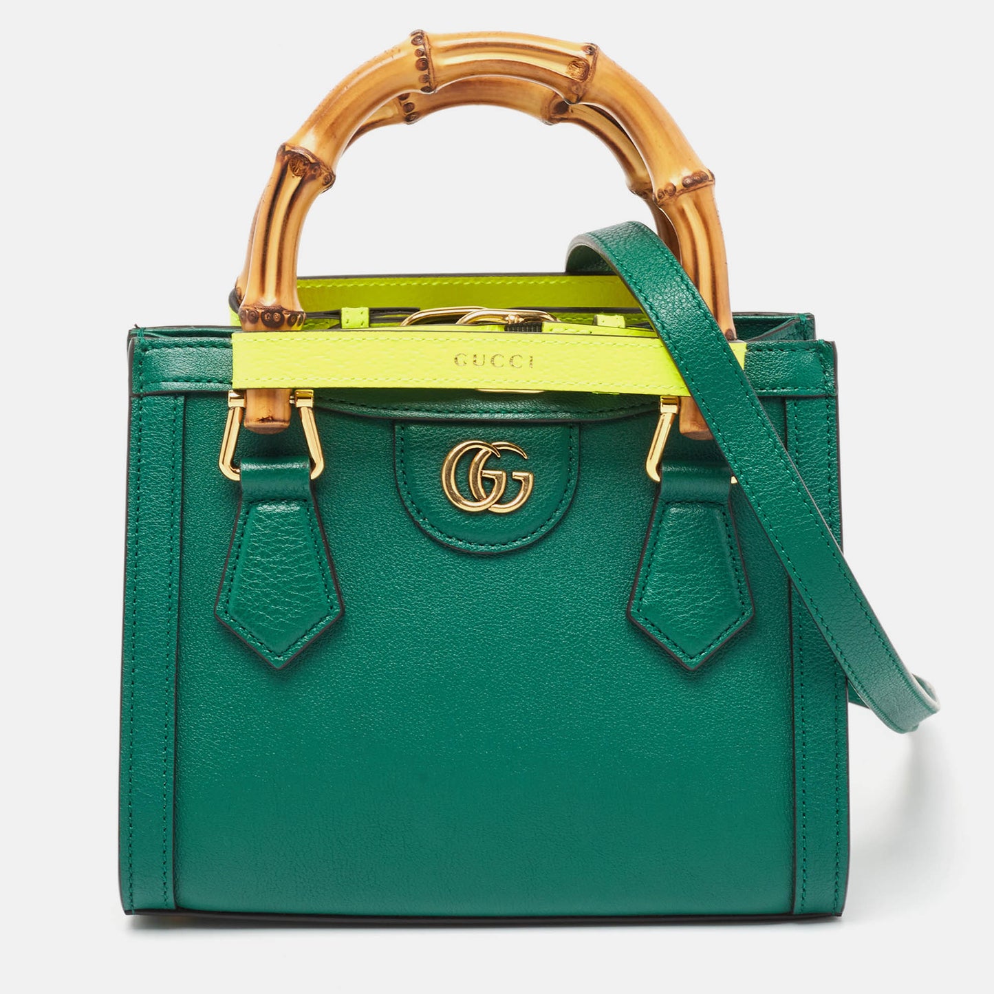 Luxury Gucci Trending 2025 Green Leather Mini Diana Tote