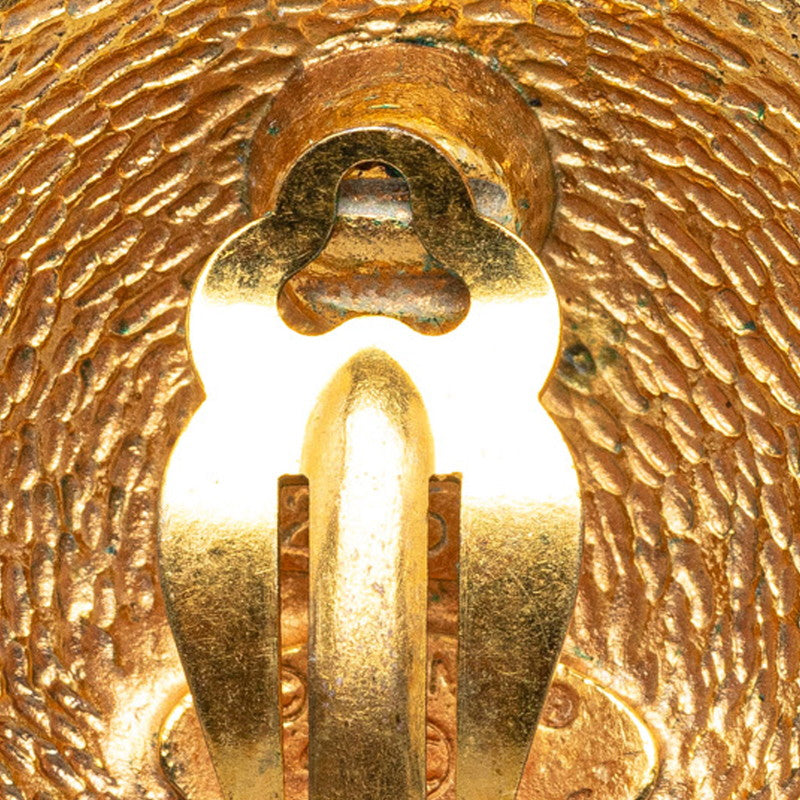 Chanel Vintage Coco Mark Earrings Gold Plated
