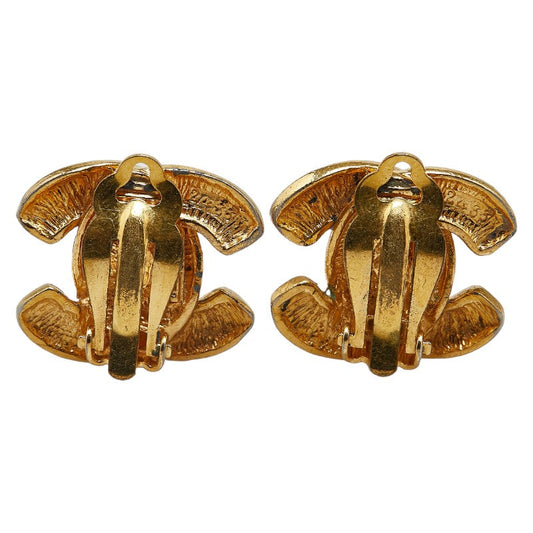 Chanel Matelasse Coco Mark Earrings Gold Plated