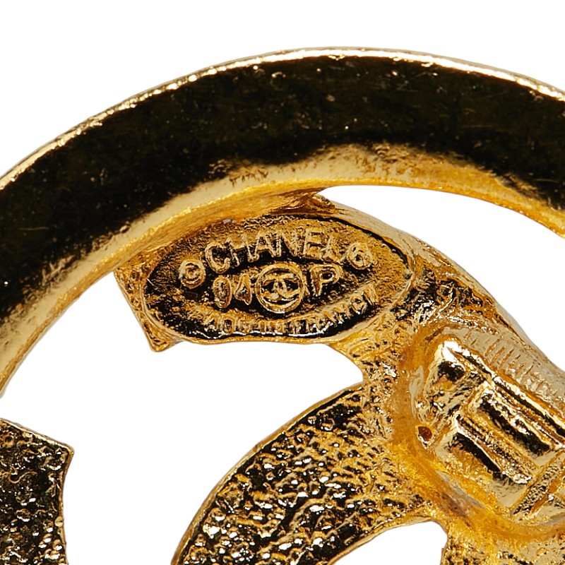 Chanel Vintage Coco Mark Round Clip-On Earrings Gold