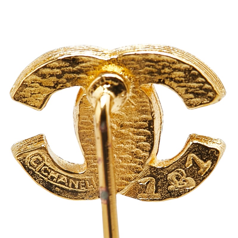 Chanel Coco Mark Rhinestone Brooch Gold