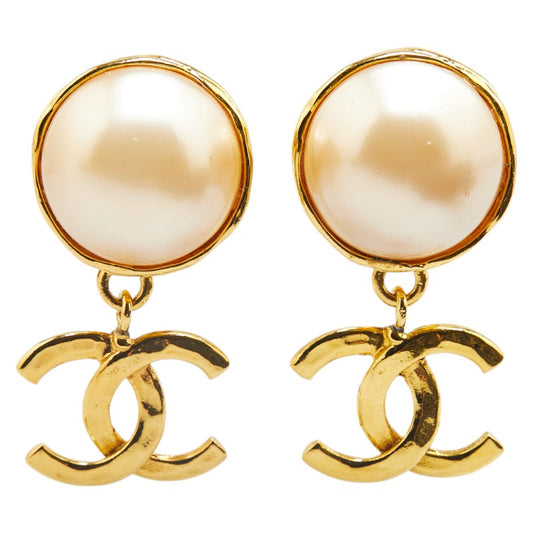 Chanel Vintage Coco Mark Pearl Earrings