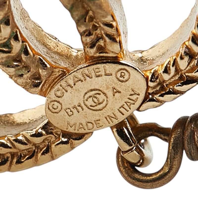 Chanel Coco Mark Ball Earrings Gold Black