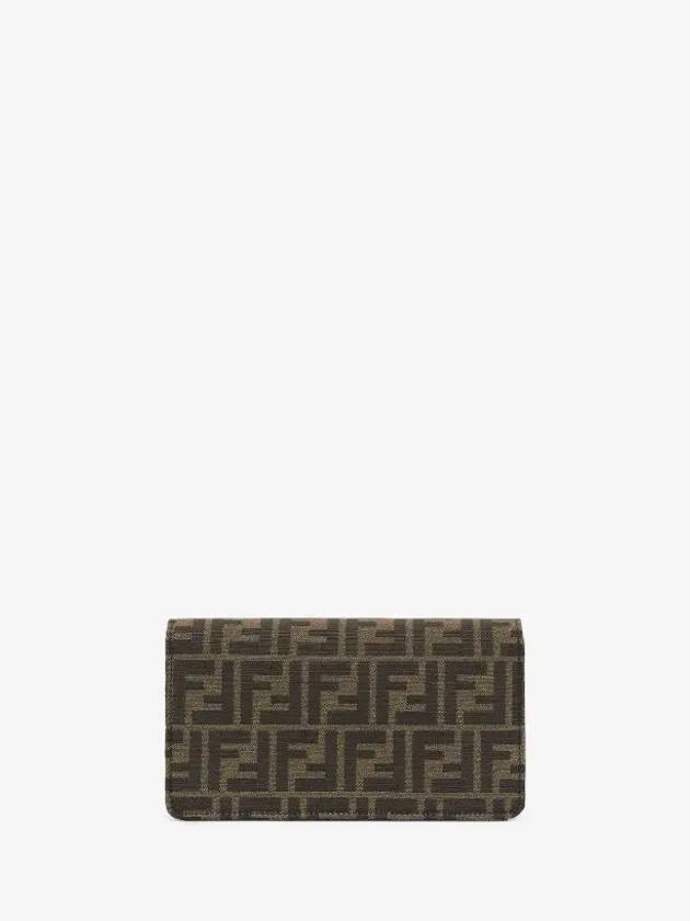 Luxury Fendi Baguette FF Fabric Shoulder Long Wallet Brown