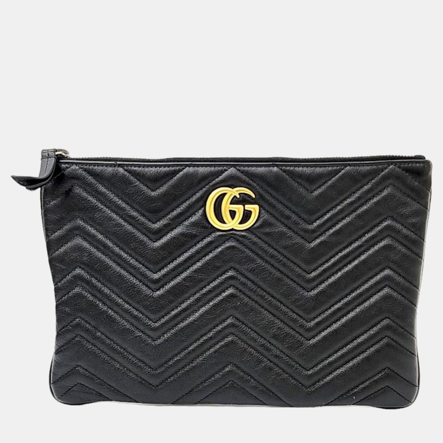 Luxury Gucci Trending 2025 Black Leather GG Marmont Clutch (525541)