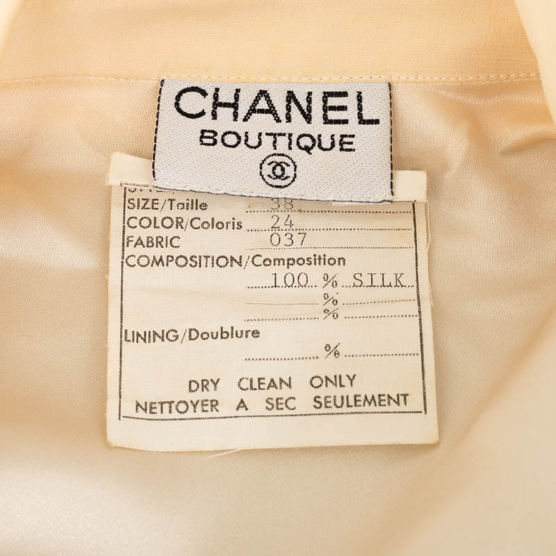 Chanel Silk Quilted Pearl Blouse Shirt