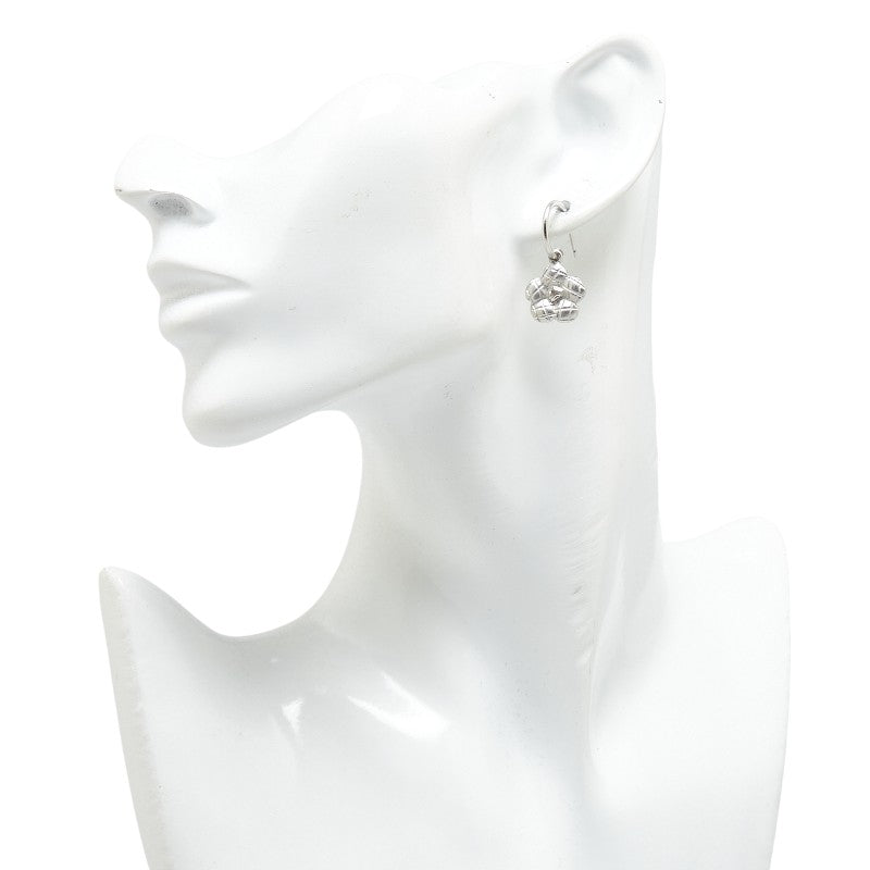 Chanel Camellia Silver Metal Earrings