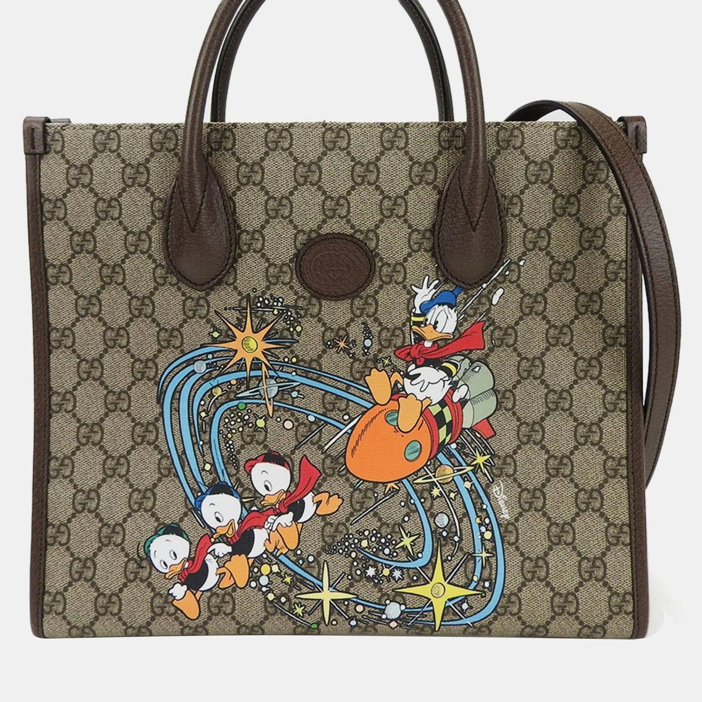 Luxury Gucci Trending 2025 Beige GG Supreme Canvas Donald Duck Tote Bag