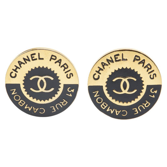 Chanel Coco Mark Cambon Earrings Gold Black