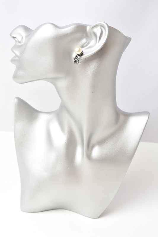 Chanel Metal Rhinestone Faux Pearl Earrings