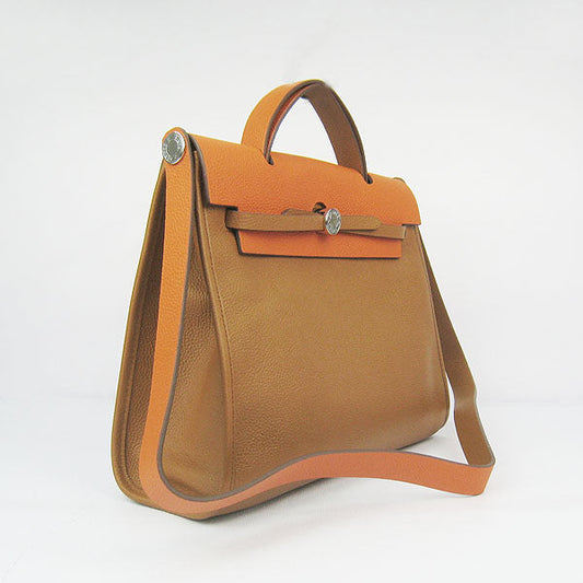 Luxury Hermes Herbag 60667 2way Cow Leather Coffee